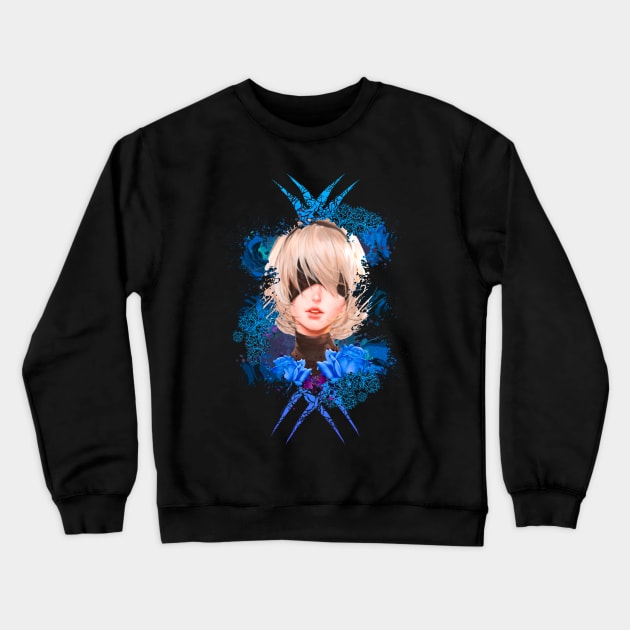 Android Girl - Blue Abstract Crewneck Sweatshirt by Scailaret